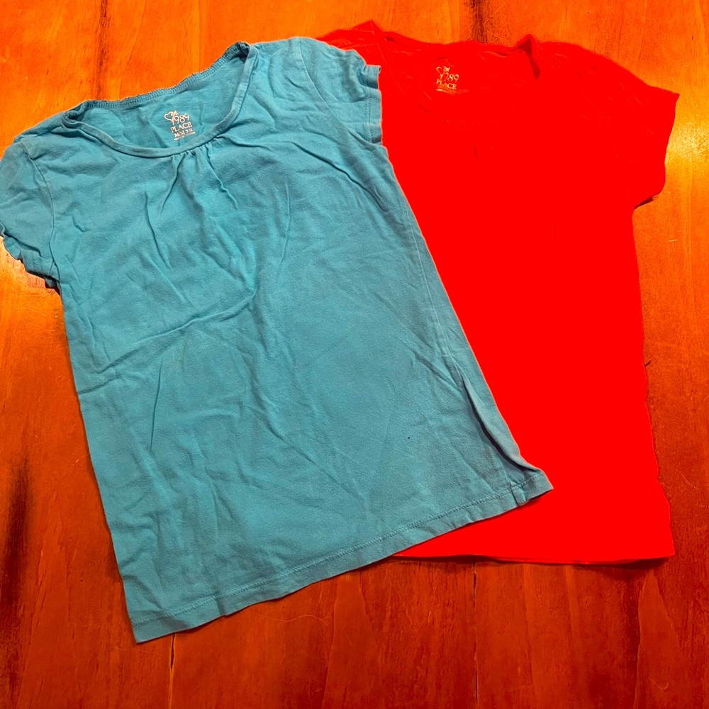 the children place girl shirts set blue and orange set size 7/8